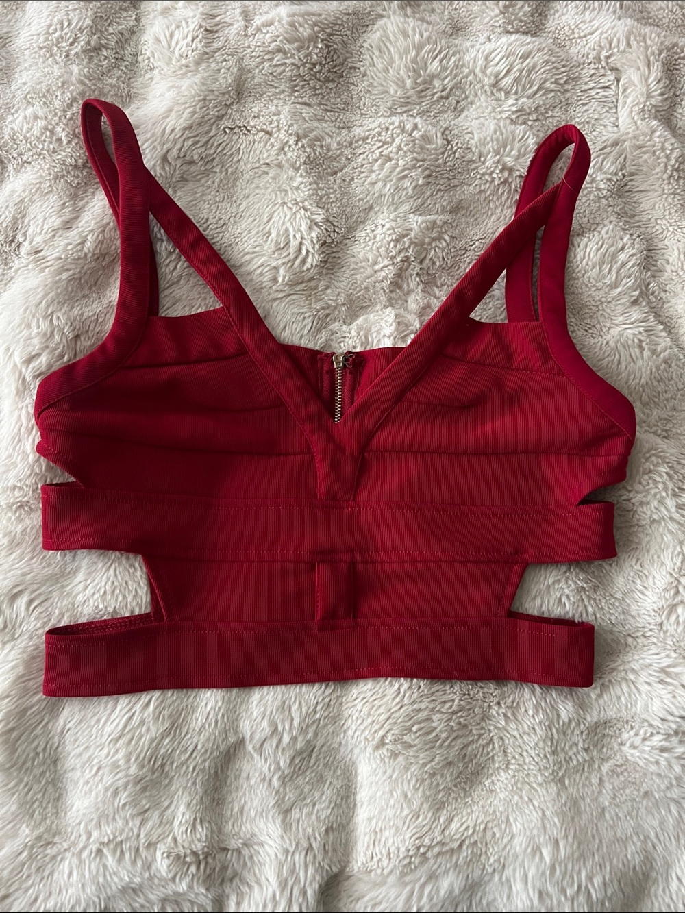 Red Strappy Cutout Women's Crop Top